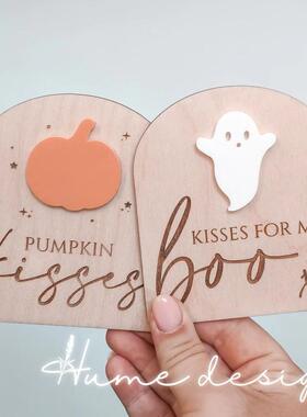 定制儿童名字万圣节南瓜精灵装饰牌子挂件氛围布置拍照道具礼物