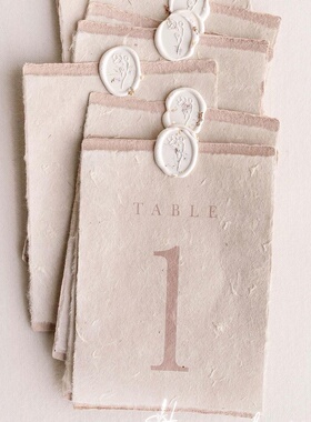 个性定制款手工毛边纸婚礼宴席位卡宴会台卡生日派对商务桌卡