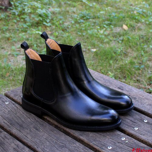 外贸男鞋切尔西头层牛皮工厂价