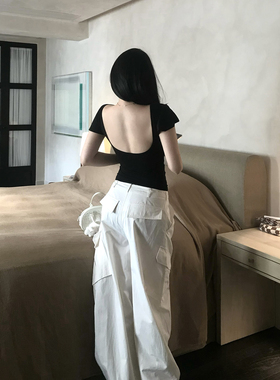 【伞兵工装裤】MISS CHANGE/全棉阔腿运动休闲工装伞裤