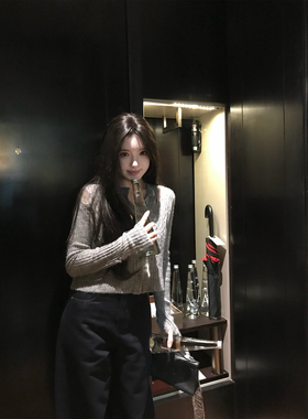 【菲林少女】MISS CHANGE/马海羊毛镂空肌理亲肤软糯显瘦毛织开衫