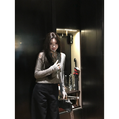 马海羊毛镂空肌理亲肤毛织开衫