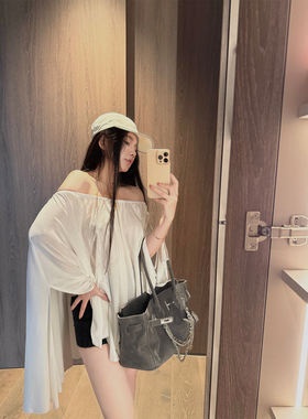 【自在美女感】MISS CHANGE/天丝亚麻多种穿法慵懒宽松斗篷T恤