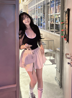 【m1u系芭蕾】MISS CHANGE/天丝美式复古百褶m1u系蓬蓬运动半身裙