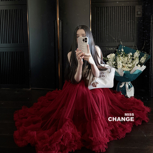 MISS CHANGE【浮梦娇娃】2025新色琉璃红16米耗料蛋糕蓬蓬半身裙