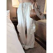 轻工装 甜心松紧腰宽松直筒休闲工装 MISS CHANGE 美式 裤 大口袋