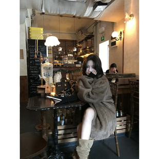 【冬日时髦精】MISS CHANGE/环保水貂绒皮毛宽松保暖立领毛绒大衣