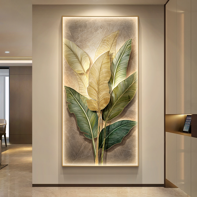 家大业大现代轻奢玄关装饰画2025新款竖版入户门挂画高级感壁画灯