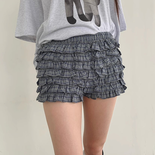 2025年春夏新款设计感小众减龄层层木耳边蛋糕短裙裤子高腰裤裙女