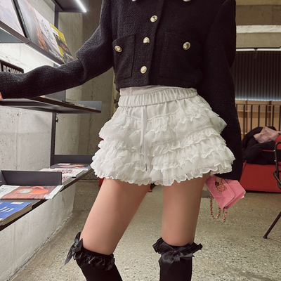 AKHG短裙A字韩版蕾丝花边拼接女