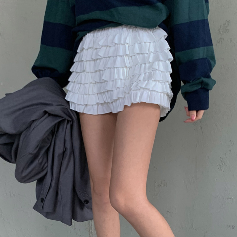 2025年春季新款白色重工层层蛋糕半身裙裤芭蕾少女高腰显瘦短裤裙,女装/女士精品,半身裙,淘宝优惠券,粉丝福利购,淘宝优惠卷