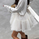 双层网纱半身裙女早春2025年韩版 新款 高腰显瘦大摆A字蓬蓬短裙子