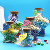 木塞透明五角星许愿瓶创意七夕礼物 玻璃瓶 大号星星瓶装 幸运星