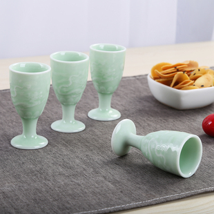 白酒杯20ml烈酒杯高脚杯白酒小酒杯陶瓷酒杯小酒盅传统怀旧酒杯