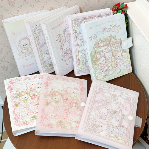 Pink berry原创兔熊小狗小熊A6贴纸便签6寸定页收纳册明信片手帐