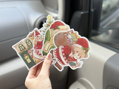 pink berry原创猫猫狗狗小女孩系列闪砂膜异型卡贺卡留言卡可书写