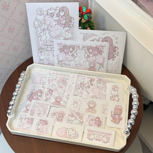 Pink berry原创设计睡梦女孩系列封口贴贴纸烘培包装出卡打包好物