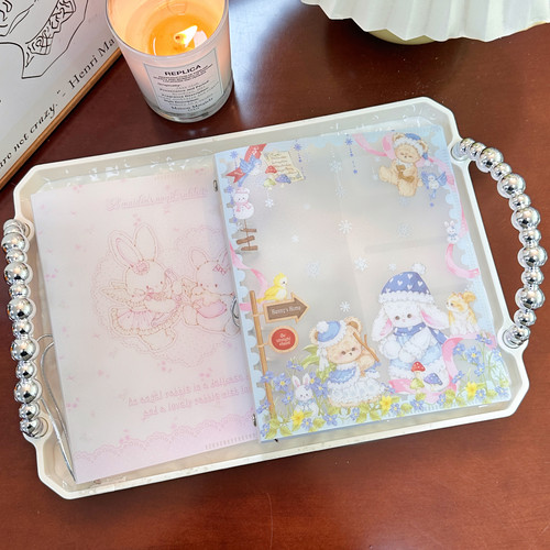 Pink berry原创冬日树屋&兔熊A6奇葩活页壳7寸贴纸收纳册可放b6纸