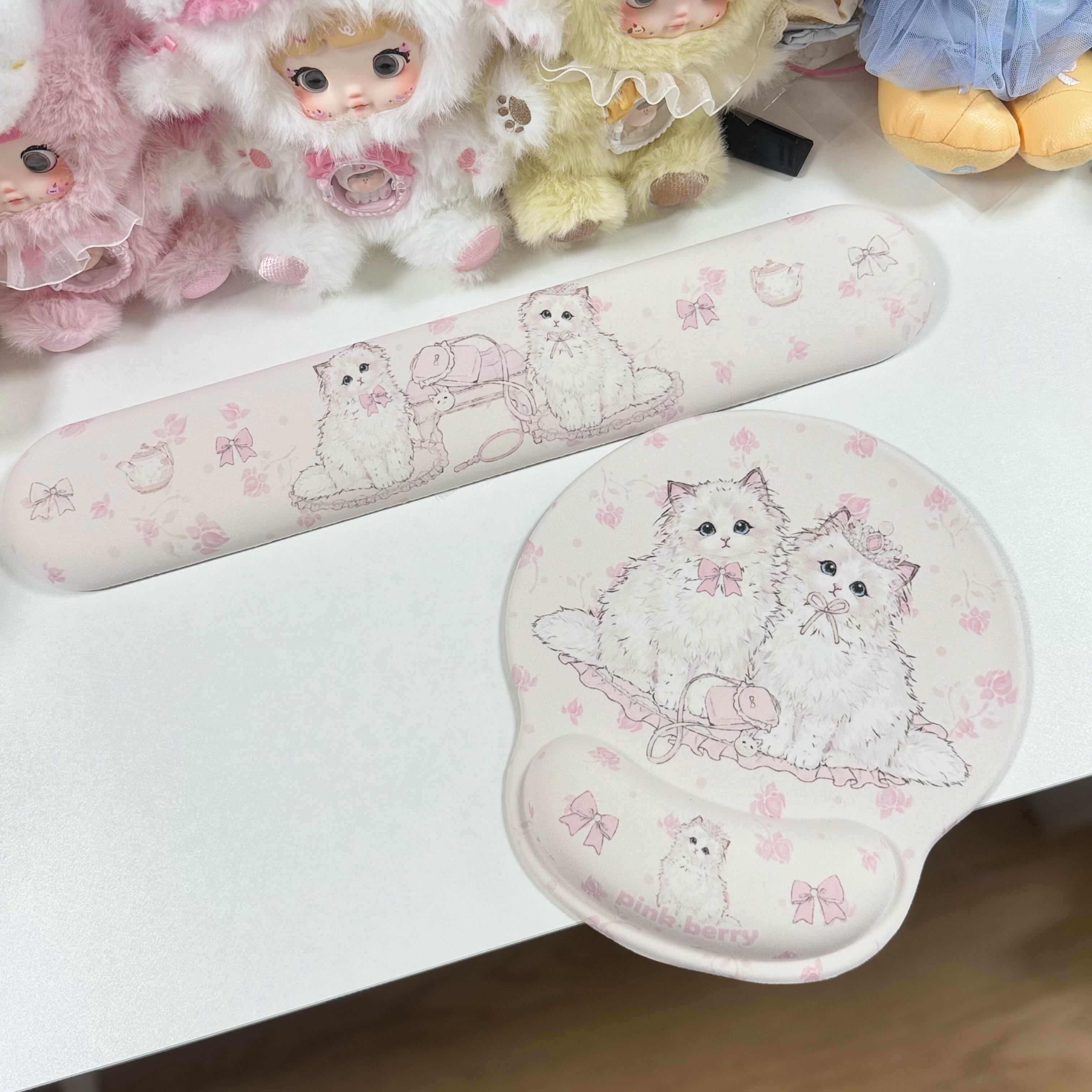 Pink berry原创布偶猫咪可爱护腕鼠标垫女生桌面办公电脑键盘托