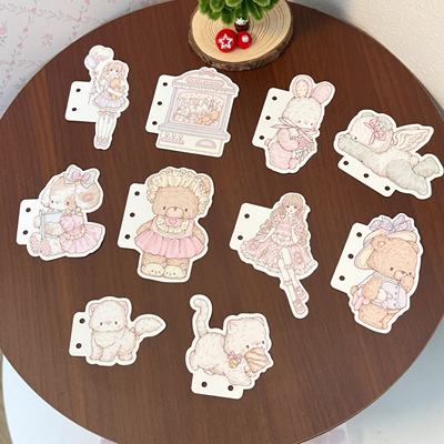 Pink berry原创可爱兔熊系列异型闪砂卡内页分隔页适用m5A7A6壳