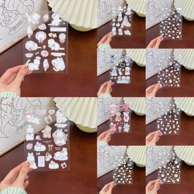 Pink berry原创小兔子&猫猫可爱Uv转印贴防水耐磨玻璃杯装饰