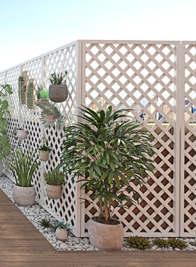 户外白色防腐木栅栏围栏花园隔断装饰网格护栏室外篱笆围墙爬藤架