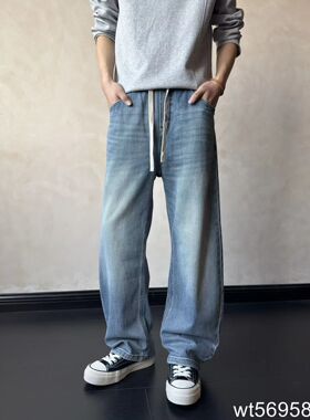 2026新款男士弯刀裤时尚百搭潮流帅气男鞋宽松牛仔裤微腾56958