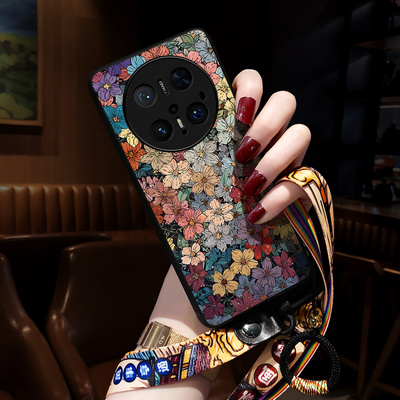 适用华为mate70pro手机壳五彩花