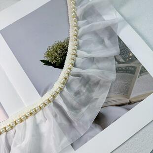 7公分窗帘花边珍珠木耳手工diy材料折皱辅料装饰衣服窗纱下摆加长