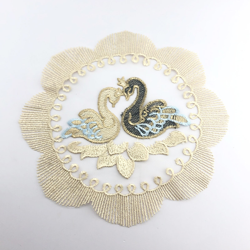 蕾丝贴花刺绣布贴窗帘布艺沙发装饰绣花布贴中国古风祥云布料补丁