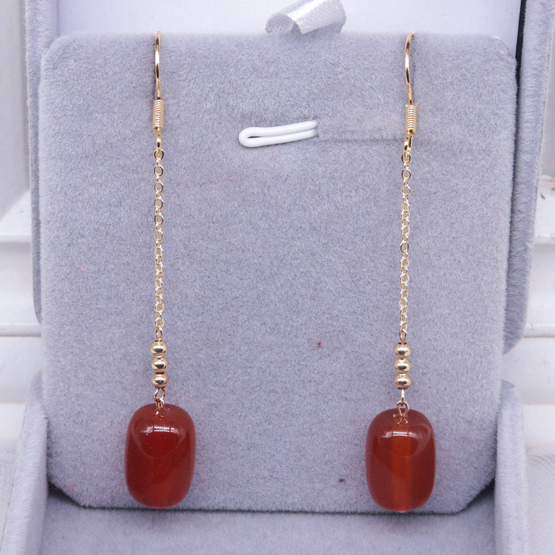 天然红玛瑙耳环纯银耳钩