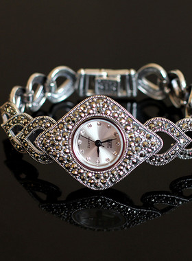 泰国泰银石英表镶嵌石925纯银