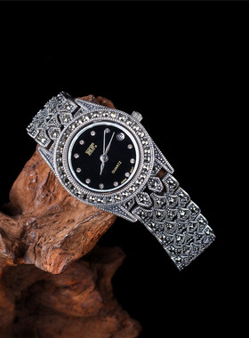 s925纯银手表泰国复古马赛克泰银