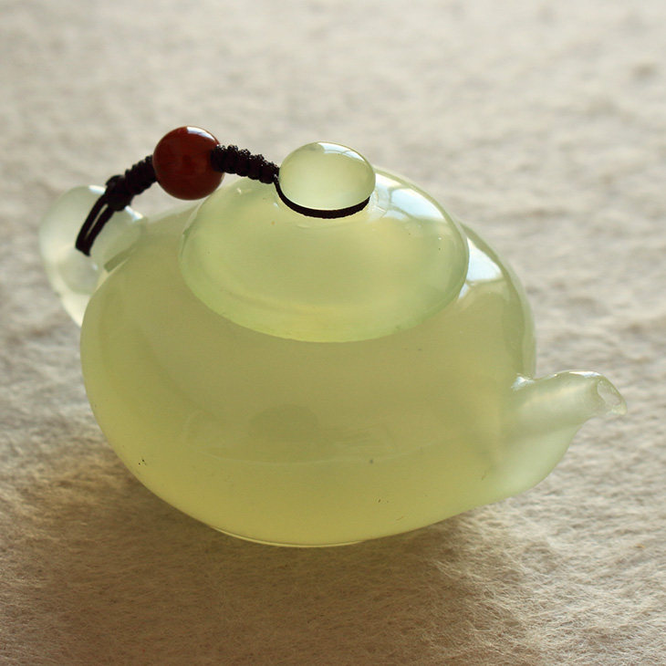 听玉缘天然岫岩玉把把壶手把件 岫玉火石青茶壶把玩件水墨把把胡