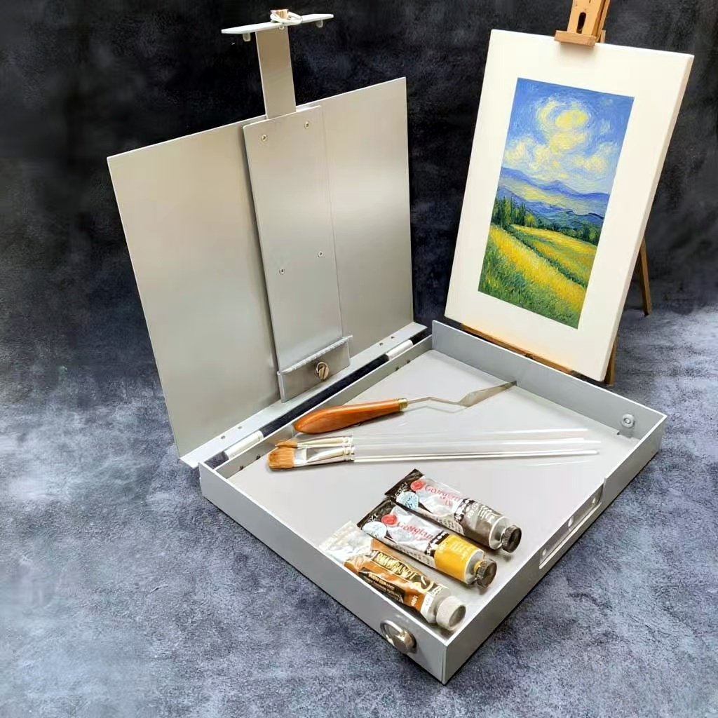 能工坊便携式铝合金油画箱画板画架套装绘画工具收纳盒美术用品