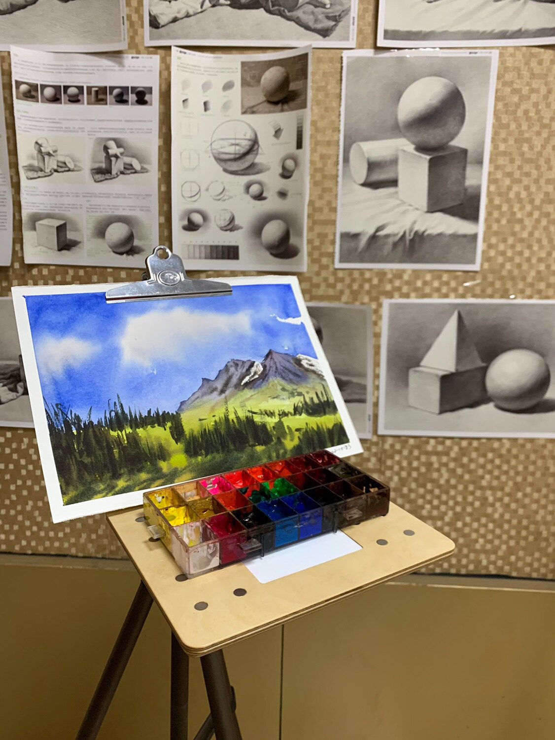水彩画板桦木板水彩画板便携式多功能油画丙烯水彩画箱i.