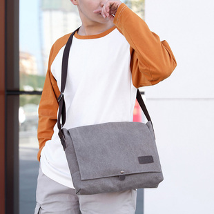 新款帆布包男多功能男士工作包男工地用休闲日系大容量简约斜挎包