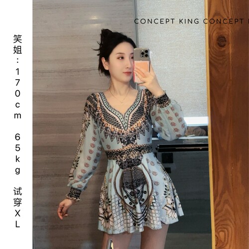 笑姐泳衣东南亚新款大小胸聚拢大码显瘦遮肚连体裙式平角温泉女士