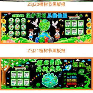 保护环境教室草地减排地球幼儿园312植树节主题黑板报装饰墙贴