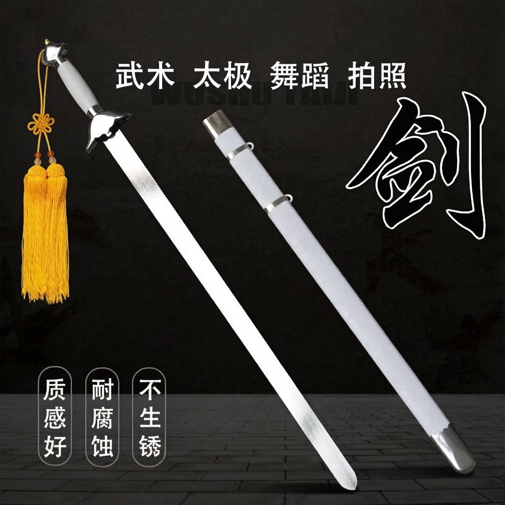 太极剑武术竞赛舞剑专用舞蹈儿童女式男士剑花练习剑软响半硬软剑 - 实物图