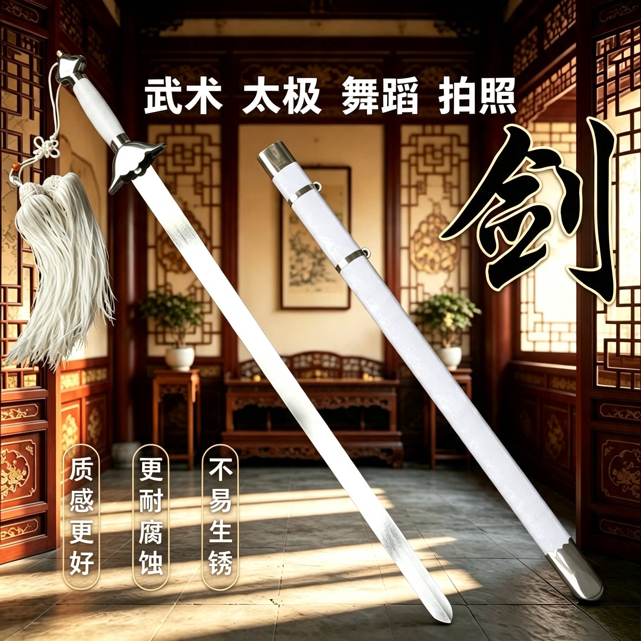 武术太极剑舞蹈表演拍照软剑