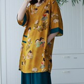 米诗缇棉绸世家2025新中式 棉绸睡衣女可外穿国风家居服复古人造棉