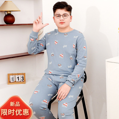 胖童内衣套装纯棉薄男童秋衣秋裤
