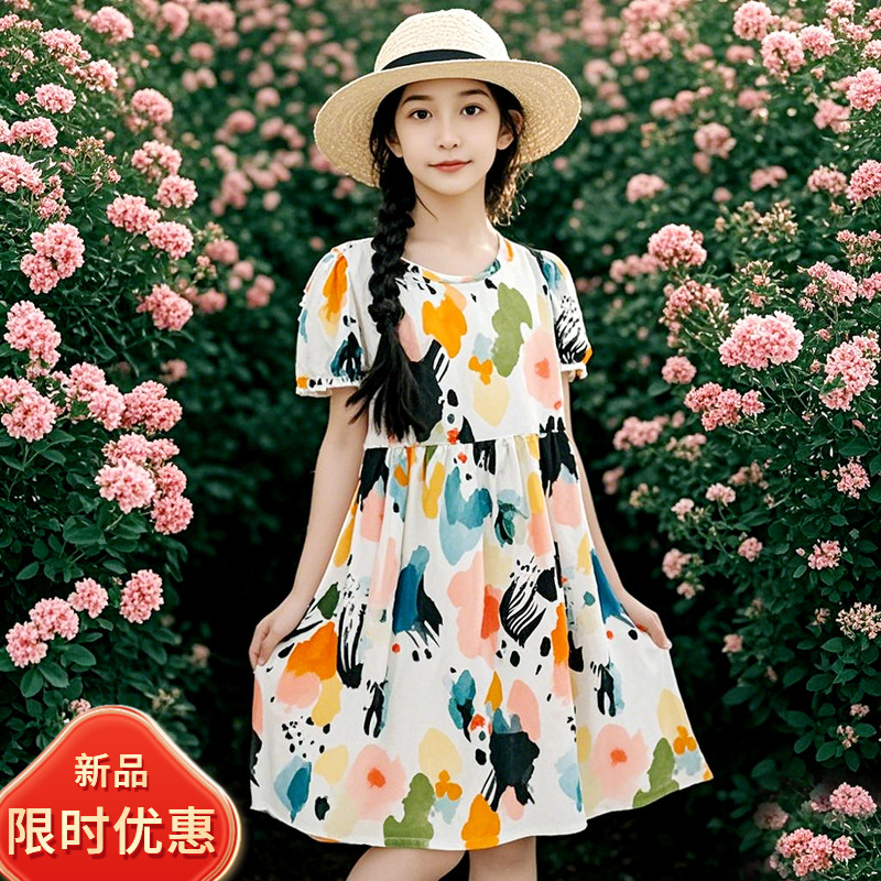 儿童连衣裙夏季2025新款棉绸女童