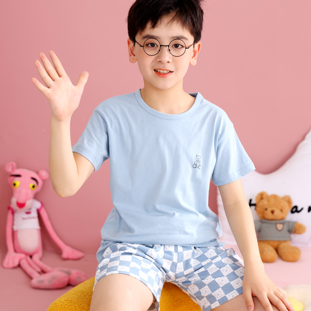 儿童睡衣套装纯棉短袖短裤家居服男童夏装空调服男孩子中大童薄款