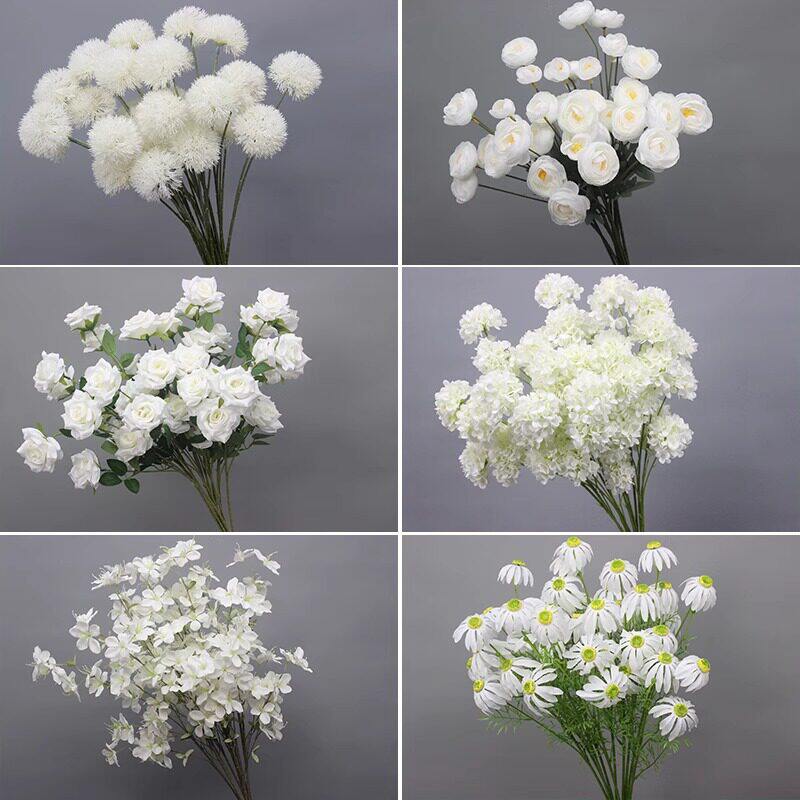 30枝装白色系婚庆仿真绢花花材婚礼堂舞台背景插花结婚现场路引