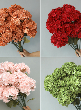 婚庆粉色绣球花仿真花白色绿色婚礼布置花艺摆件假花仿真花束造景