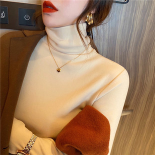 高端德绒高领打底衫女秋冬内搭百搭2025年新款网红堆堆领t恤女上
