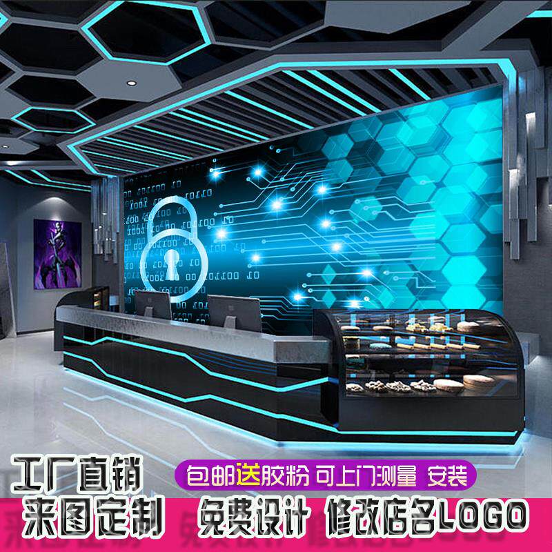 3D立体VR定制工业风金属壁画ktv密室逃脱电竞科技馆 影吧网咖壁纸