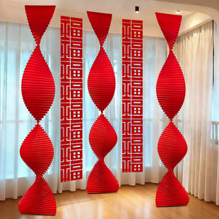 红色长条福字波浪折纸瓦楞纸灯笼挂件新年春节过年装饰品氛围布置